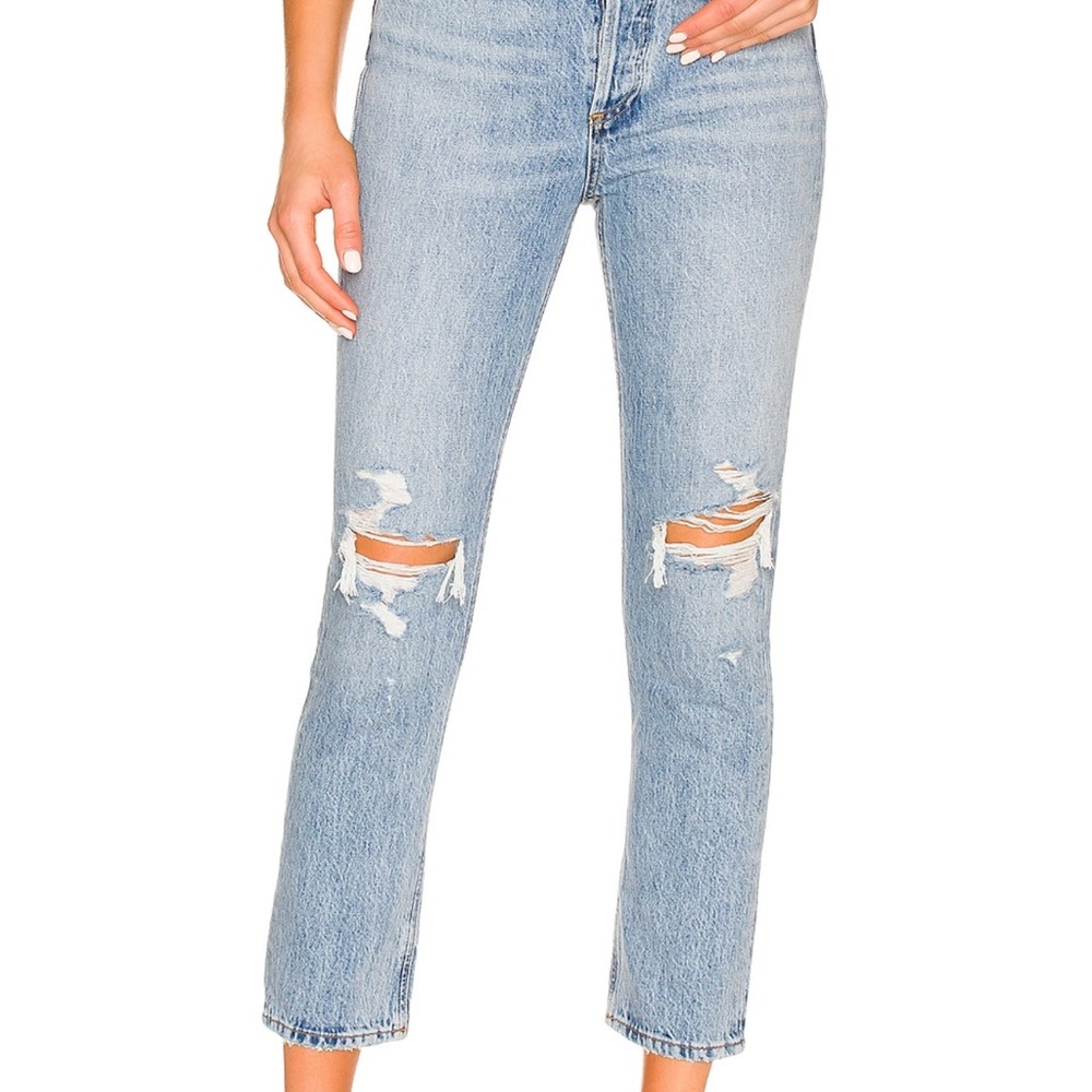 Agolde Blue High Rise Distressed Jeans